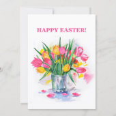 Whimsikale Ostereier und Sonnige Tulpen Einladung (Rückseite)