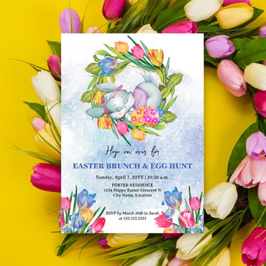 Whimsikale Ostereier und Sonnige Tulpen Einladung