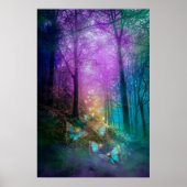 Whimsikale Schmetterlinge im verzauberten Wald Poster (Vorne)