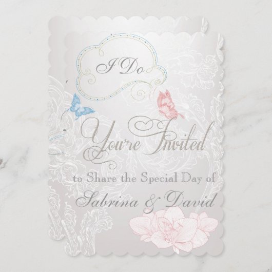 Whimsikale Schmetterlinge und Hochzeitseinladung Einladung (Vorne/Hinten)