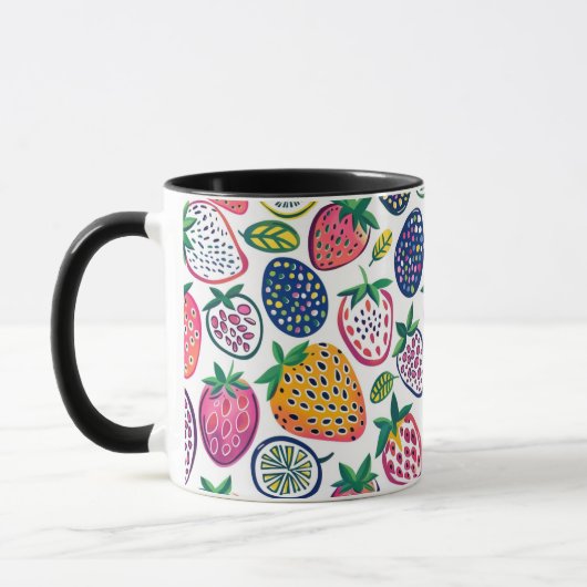 Whimsikale Tasse mit lebendigem FruchtCollage (Links)