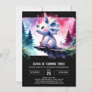 Whimsikale Triceratops Geburtstag Einladung