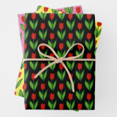 Whimsikale Tulpenblume Blume zeichnend gemustert Geschenkpapier Set (Beispiel)