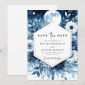 Whimsikale Typografie Moonlit Wedding Save The Date (Vorne/Hinten)