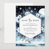 Whimsikale Typografie Moonlit Wedding Save The Date (Vorne/Hinten)