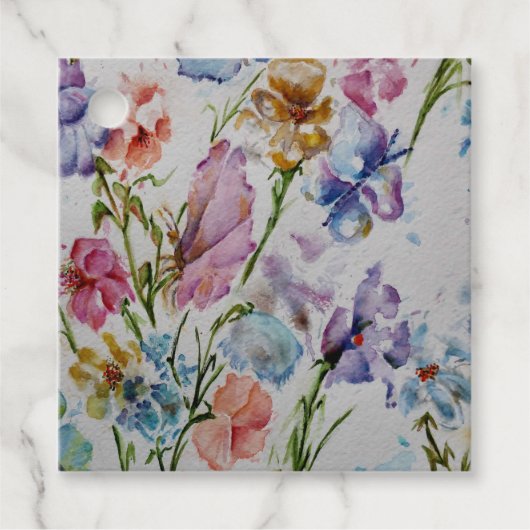 Whimsikale und farbenfrohe Schmetterlinge und Blum Geschenkanhänger (Vorderseite)