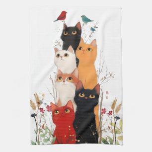 Whimsikale und Niedliche Neugierige Katzen Küchent Geschirrtuch