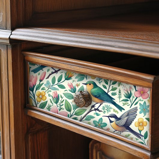 Whimsikale Vintage Vögel und Blumenmuster Seidenpapier