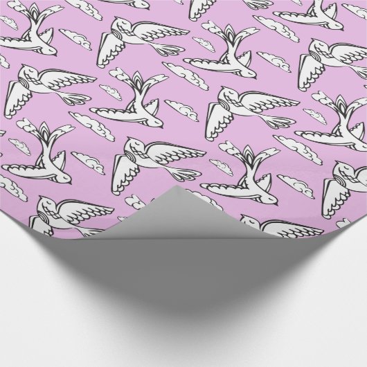 Whimsikale Vögel in den Wolken benutzerdefinierte Geschenkpapier (Ecke)