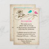 Whimsikale Vögel in der Liebe Hochzeitskarte Begleitkarte (Vorne/Hinten)