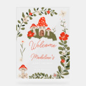 Whimsikale Waldpilze Blütendusche Acrylschild (Vorderseite)