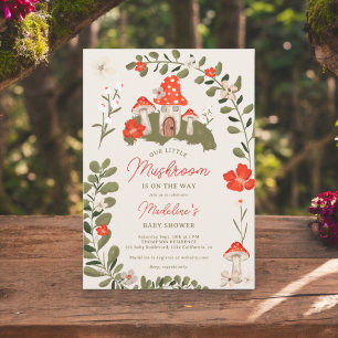 Whimsikale Waldpilze Blütendusche Einladung