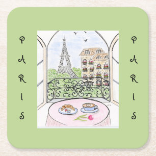 Whimsikale Wasserfarbe Paris Eiffelturm Rechteckiger Pappuntersetzer