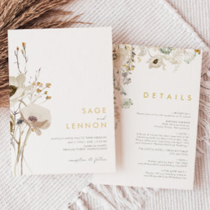 Whimsikale Wildblume in einer Hochzeitseinladung Einladung