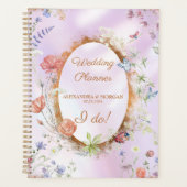 Whimsikale Wildblume Rosa Hochzeit Planer (Vorderseite)