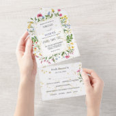 Whimsikale Wildblumen Foto Hochzeit All In One Einladung (Abreißen)