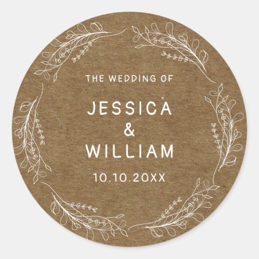 Whimsikale Wildblumen Hochzeit Geburtstag Imitate Runder Aufkleber (Vorderseite)