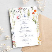 Whimsikale Wildblumen Wasserfarben Elegante Hochze Einladung
