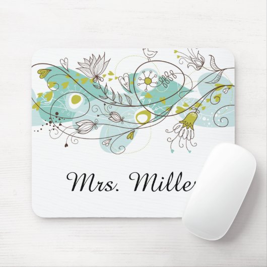 Whimsikale Wirbel und Vögel Mousepad (Mit Mouse)