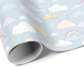 Whimsikale Wolken und Regenbogen Geschenkpapier (Rolleneckpunkt)