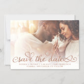 Whimsikale Worte | Rose Gold Foto Save the Date Magneteinladung (Vorderseite)
