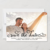 Whimsikale Worte | Schwarzes Skript-Foto Save the  Magneteinladung (Vorderseite)