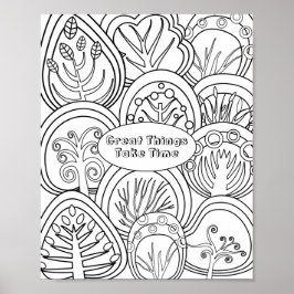 Whimsikale Zen-Doodle-Bäume zitieren entspannende  Poster