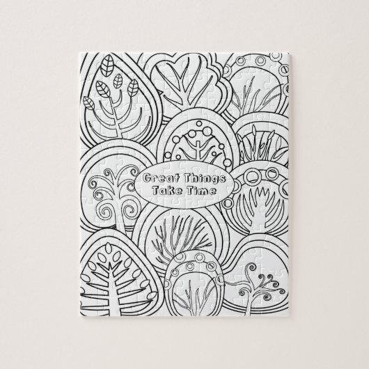 Whimsikale Zen-Doodle-Bäume zitieren entspannende Puzzle (Vertikal)