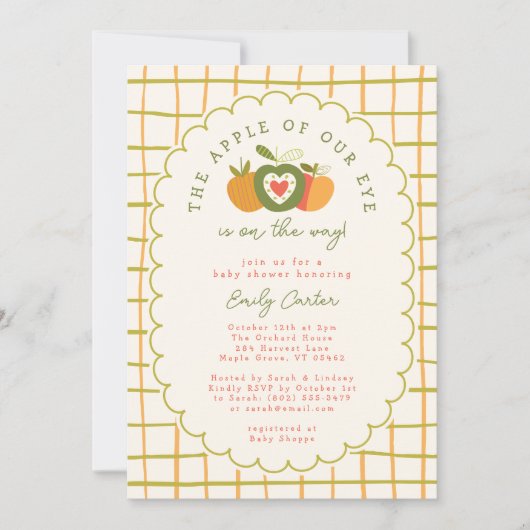 Whimsikaler Apfel unseres Augeninners Neutral Einladung (Vorderseite)