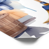 Whimsikaler Hund in Pajamas Wäscherei Poster (Ecke)