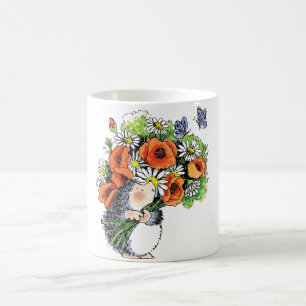 Whimsikaler Igel und Poppies Kaffeetasse