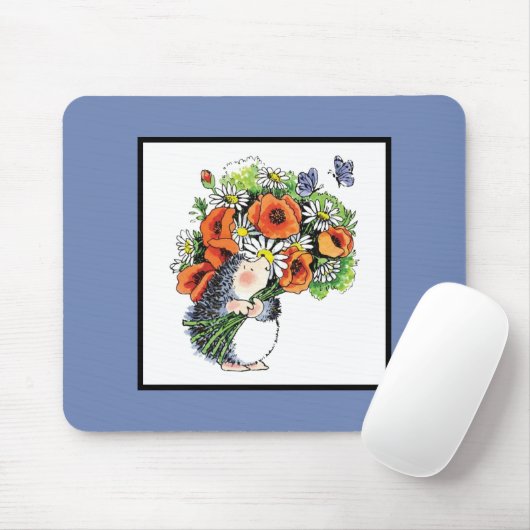Whimsikaler Igel und Poppies Mousepad (Mit Mouse)