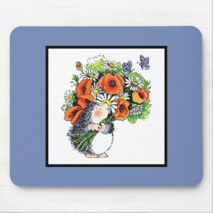 Whimsikaler Igel und Poppies Mousepad