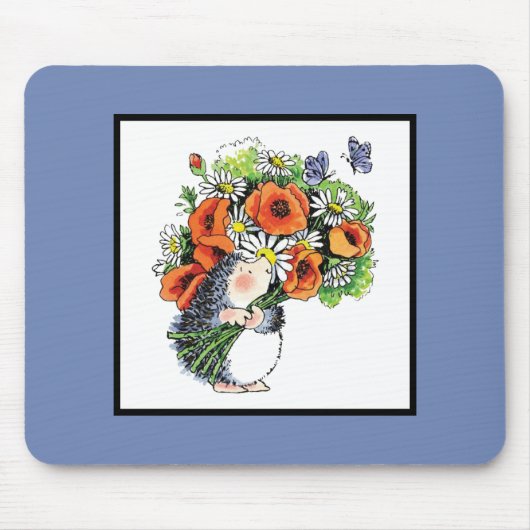 Whimsikaler Igel und Poppies Mousepad (Vorne)