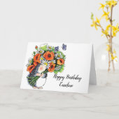 Whimsikaler Igel und Poppies zum Geburtstag Karte (Gelbe Blume)