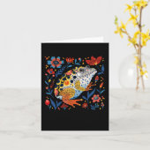 Whimsikaler Illustrierter Frosch mit lebhaftem Blu Karte (Gelbe Blume)