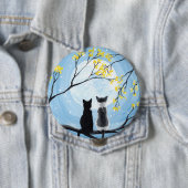 Whimsikaler Mond mit Katzen Malerei Button (Beispiel)