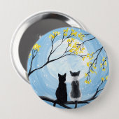 Whimsikaler Mond mit Katzen Malerei Button (Vorne & Hinten)
