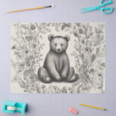 Whimsikaler monochromatischer Bär im Blumengarten Seidenpapier (Basteln)