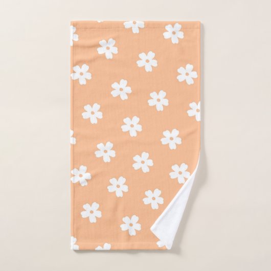 Whimsikaler Pfirsich und weißes, florales Retro, f Badhandtuch Set (Handtuch)