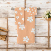 Whimsikaler Pfirsich und weißes, florales Retro, f Badhandtuch Set