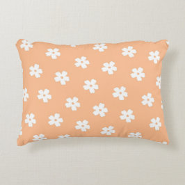 Whimsikaler Pfirsich und weißes, florales Retro, f Dekokissen