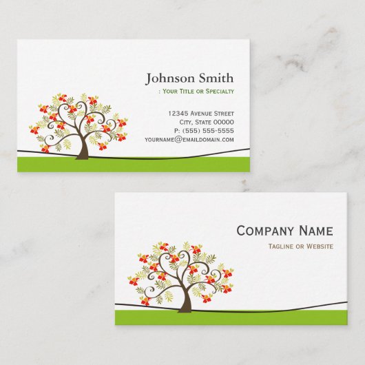 Whimsikaler Swirl - schlicht grüner Stilmix Visitenkarte (Vorne/Hinten)