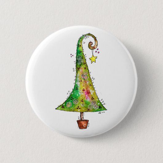 Whimsikaler Weihnachtsbaum Button (Vorderseite)