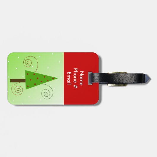 Whimsikaler Weihnachtsbaum Gepäckanhänger (Rückseite horizontal)