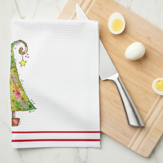 Whimsikaler Weihnachtsbaum Geschirrtuch (Viertel Falte)
