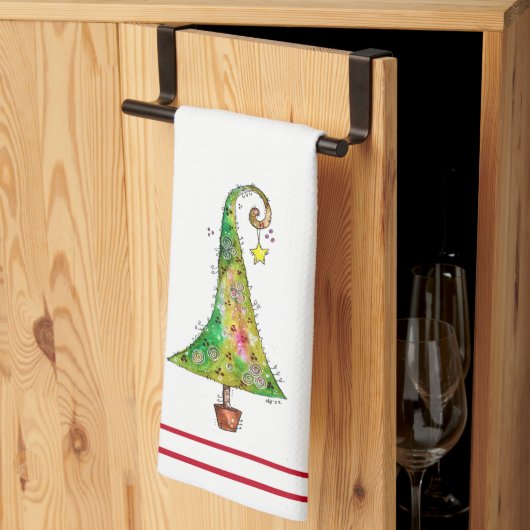 Whimsikaler Weihnachtsbaum Geschirrtuch (Drittel gefaltet)