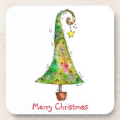 Whimsikaler Weihnachtsbaum Getränkeuntersetzer (Vorderseite)
