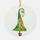 Whimsikaler Weihnachtsbaum Keramik Ornament (Vorne)