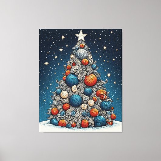 Whimsikaler Weihnachtsbaum Leinwanddruck (Vorderseite)